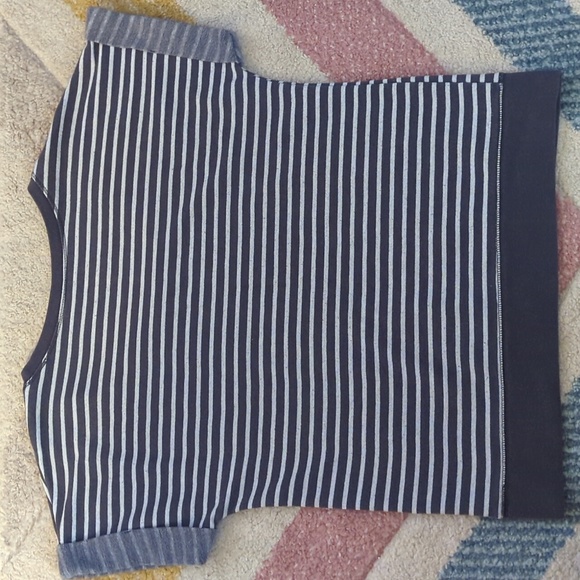 Hanes Grey Striped Cap Sleeved Tee - Picture 3 of 4